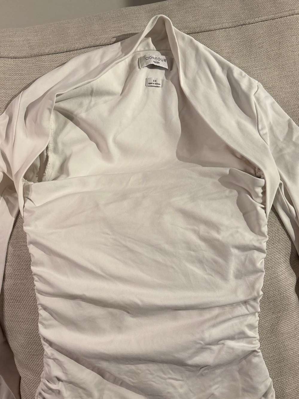 Aritzia White Ruched Long-Sleeve Tee